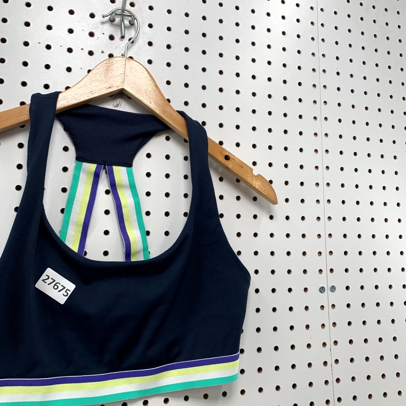 Athleta Athleta Top Womens 14 Blue Contender Racer Back Tank Green Trim Width Size XL / US 12-14 / IT 48-50 - 4 Thumbnail