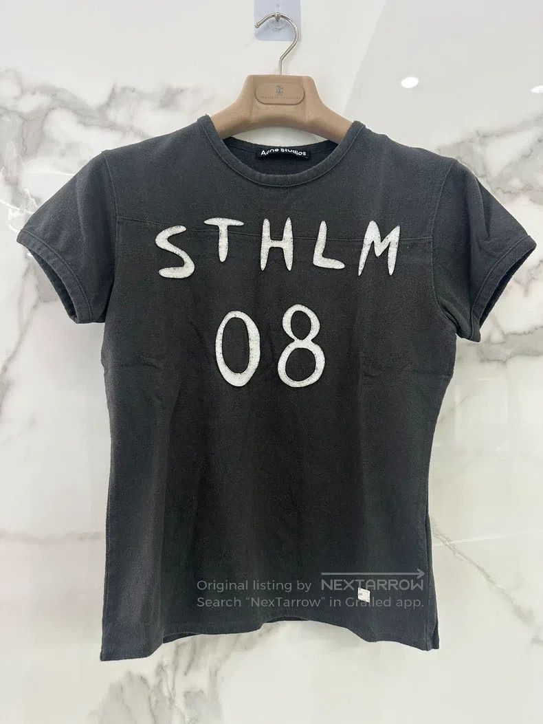 Acne Studios Acne Studios Retro Lettering Printed Charcoal Gray Crew Ne Size S / US 4 / IT 40 - 1 Thumbnail