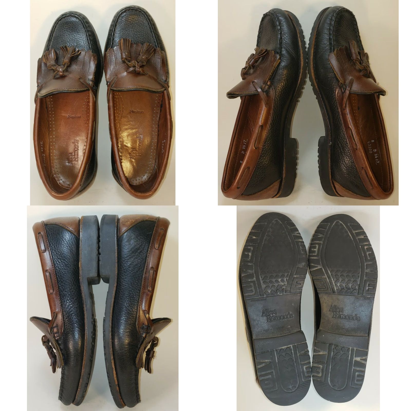 Allen Edmonds Allen Edmonds Nashau Loafer Men’s Size 8M Black/Brown Two-Tone Tassels & Kilt Two-Tone Leather Upper Leather Insole Vintage: No Mens Size US 8 / EU 41 - 8 Thumbnail