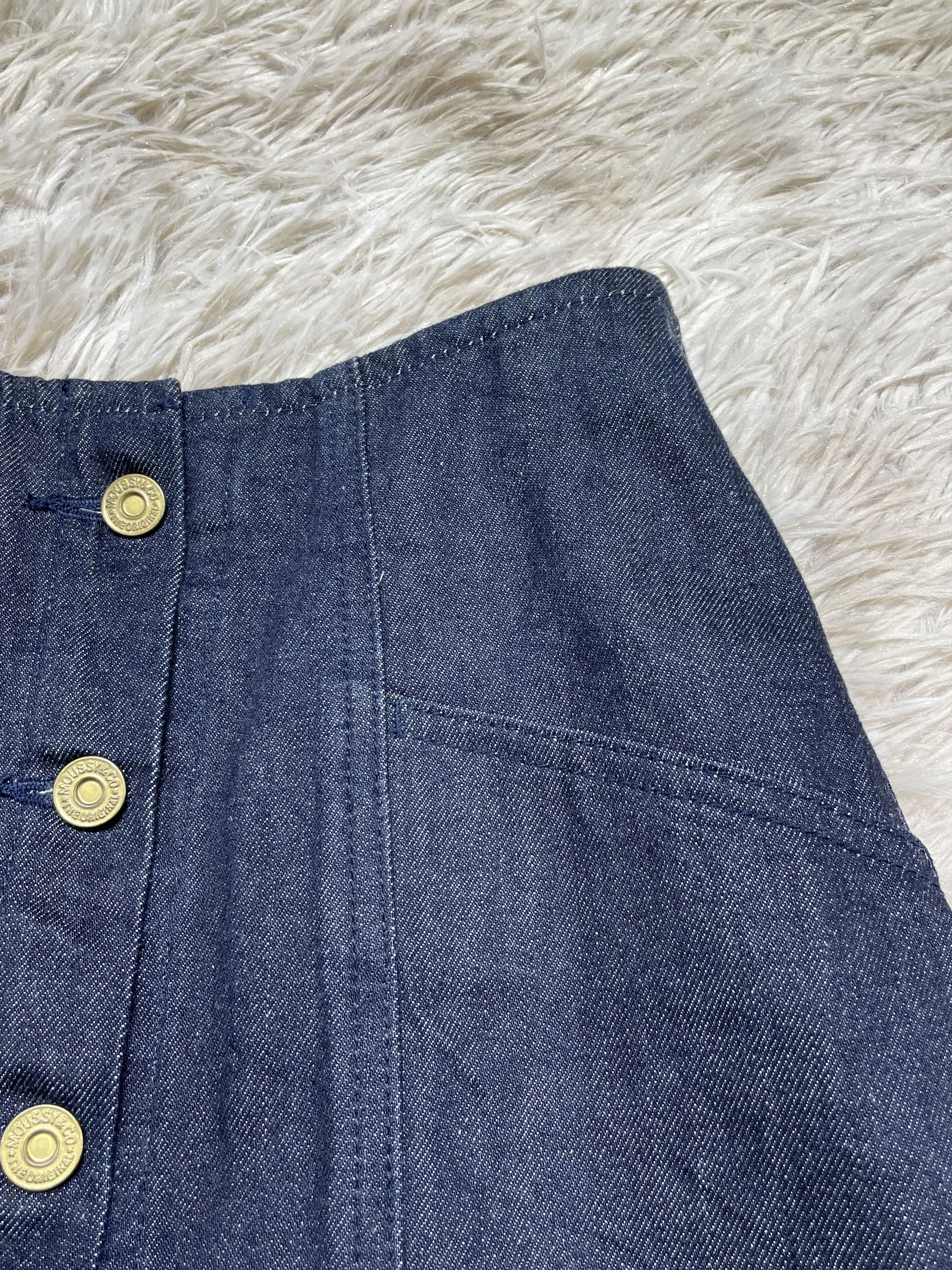 MOUSSY High Waist Denim Mini Skirt Navy Blue Button Short Skirt XS Size 23" - 4 Thumbnail