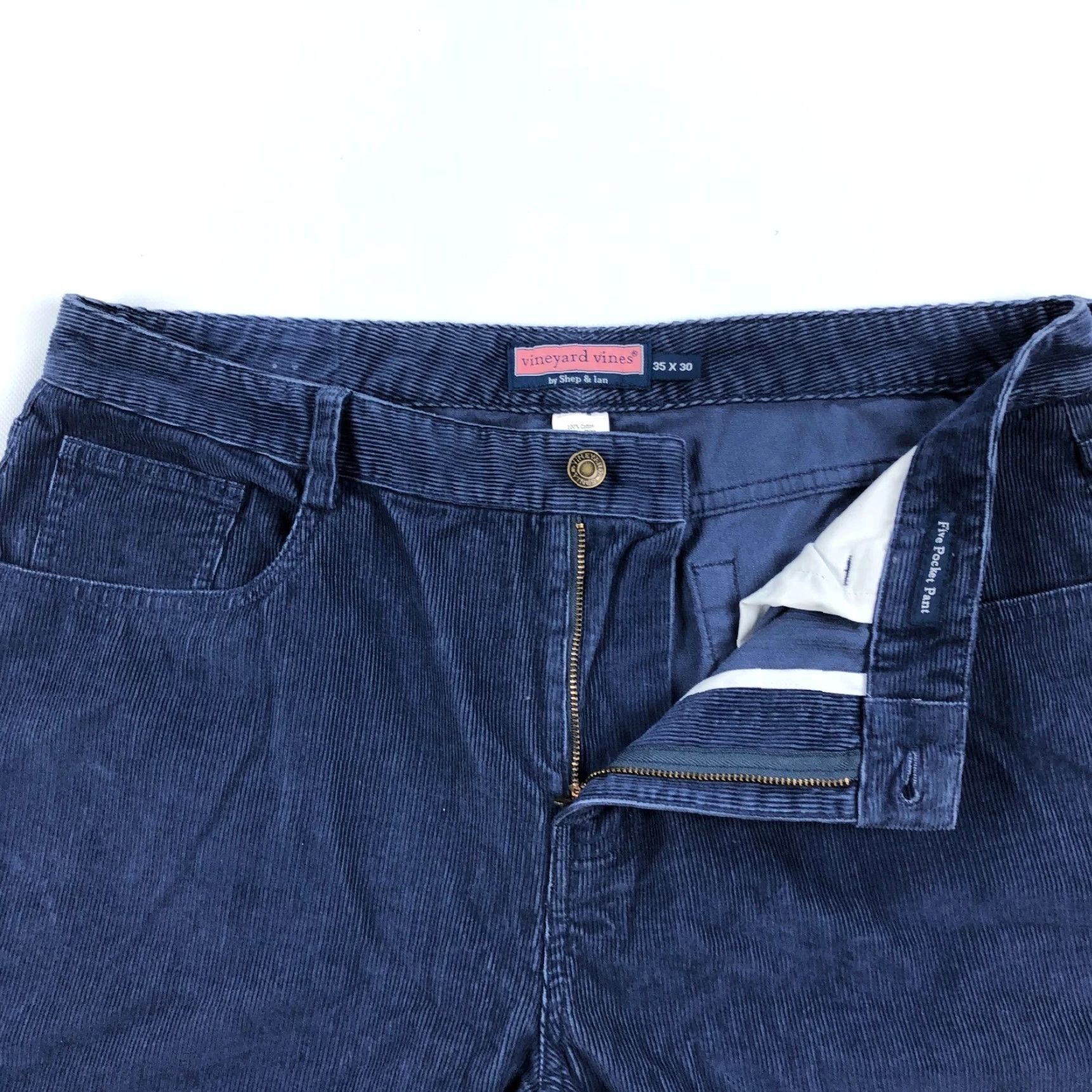 Vineyard Vines Vineyard Vines Men's 35x30 Navy Blue Corduroy Five Pocket Straight Leg Pants Size US 35 - 2 Thumbnail