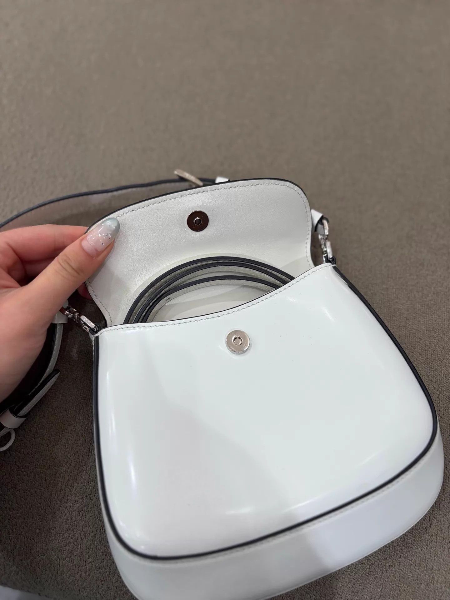 Prada Prada Mini Cleo Cream White Silver Buckle Armpit Bag Size ONE SIZE - 6 Thumbnail