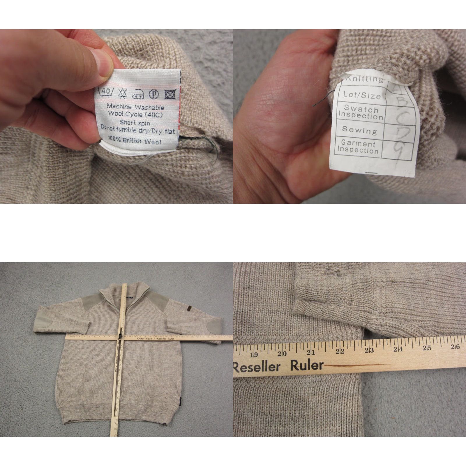 Vintage Woolovers Mens Sweater XL Brown 1/4 Zip Mock Neck Knit Wool Regular Pullover Size US XL / EU 56 / 4 - 8 Thumbnail