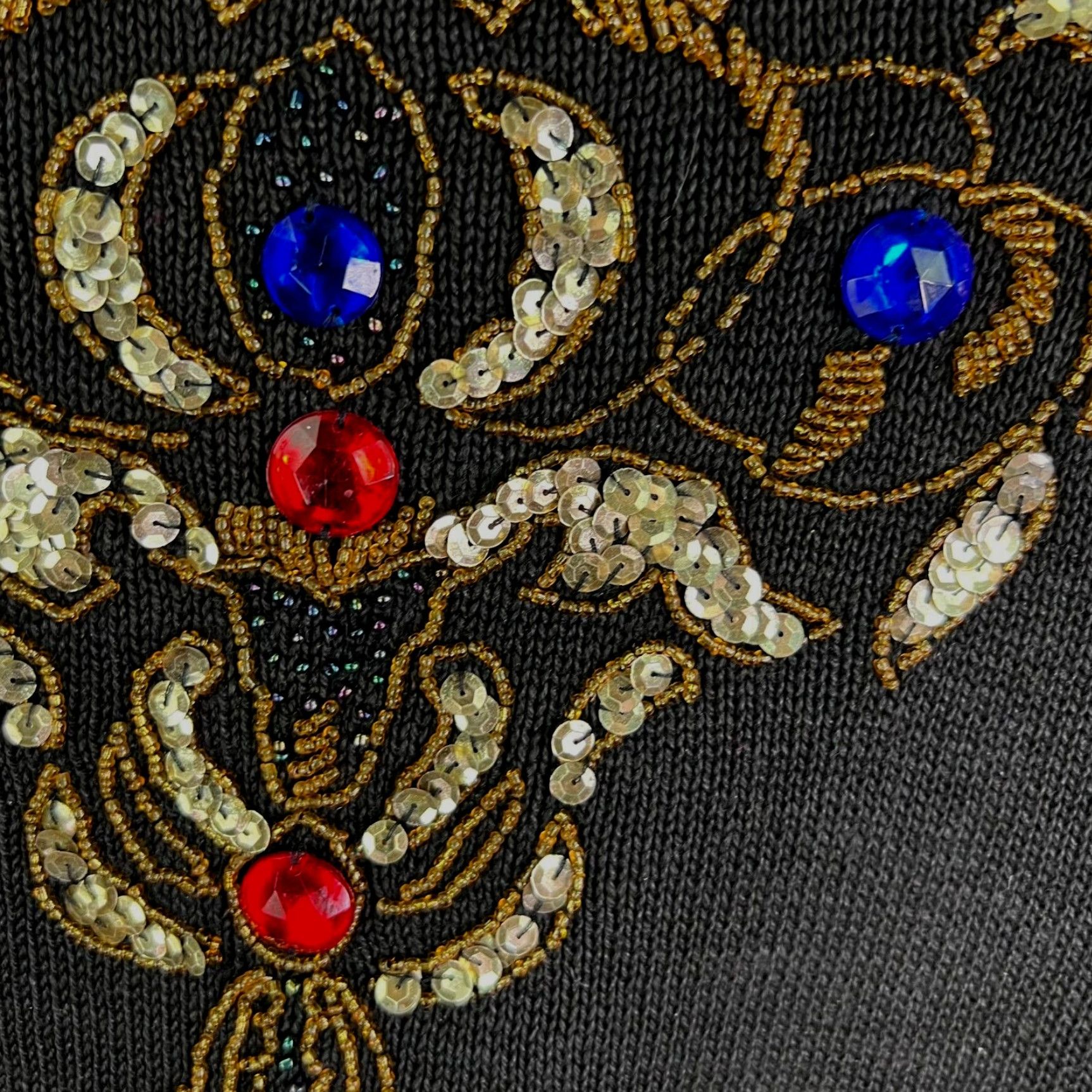 Vintage VINTAGE Bonnie Evans Sweater Shirt Womens L Black Geometric Jewel Sequin Glitter 80s Holiday Pullover Long Sleeve Size L / US 10 / IT 46 - 3 Thumbnail