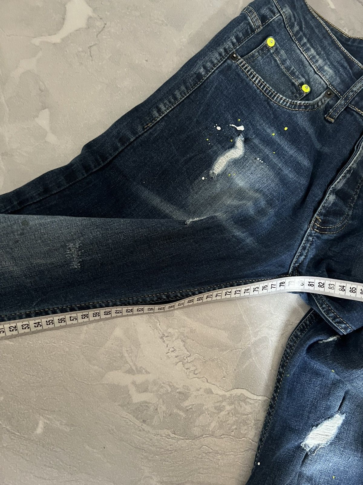 Japanese Brand Distressed Faded Slim Denim — Clean Streetwear Glam Look 90s Size US 31 - 5 Thumbnail