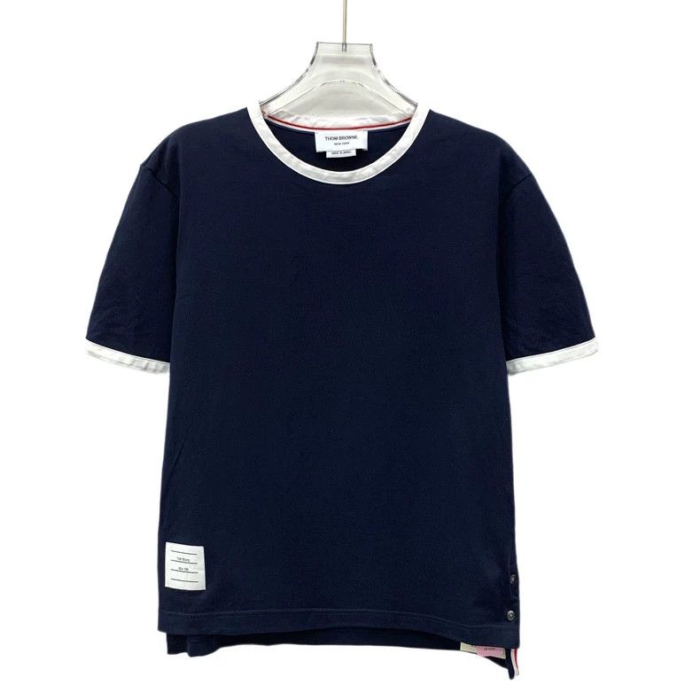 Thom Browne Thom Browne Blue cotton round neck short sleeves with side Size M / US 6-8 / IT 42-44 - 1 Thumbnail