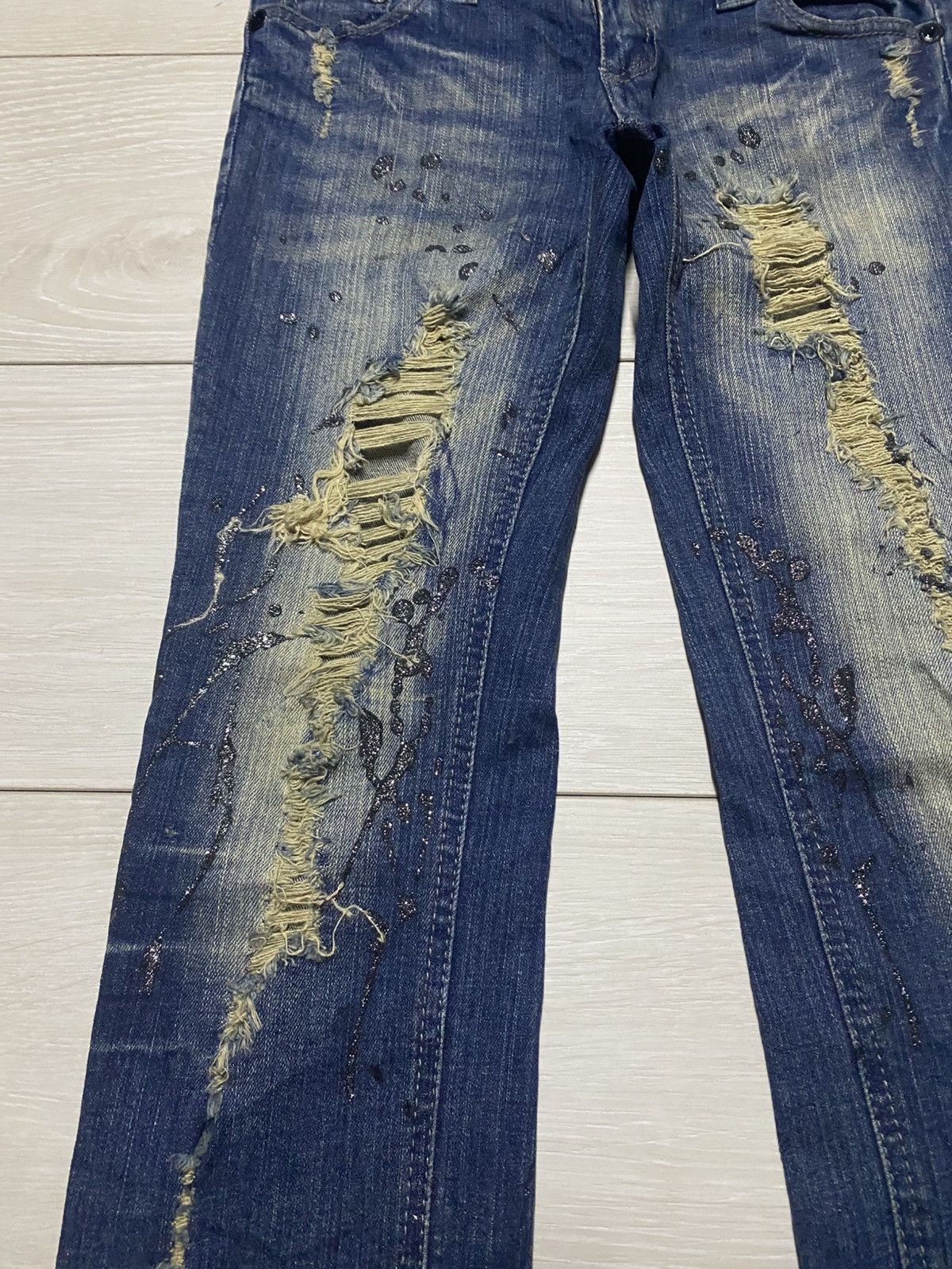 Japanese Brand Japanese Back & Forth Splatter Distressed Skinny Jeans Size US 28 / EU 44 - 7 Thumbnail