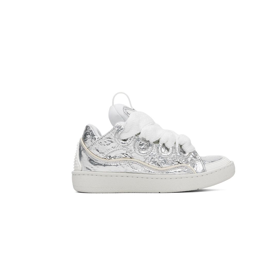 Curb Metallic Effect Sneakers in Silver