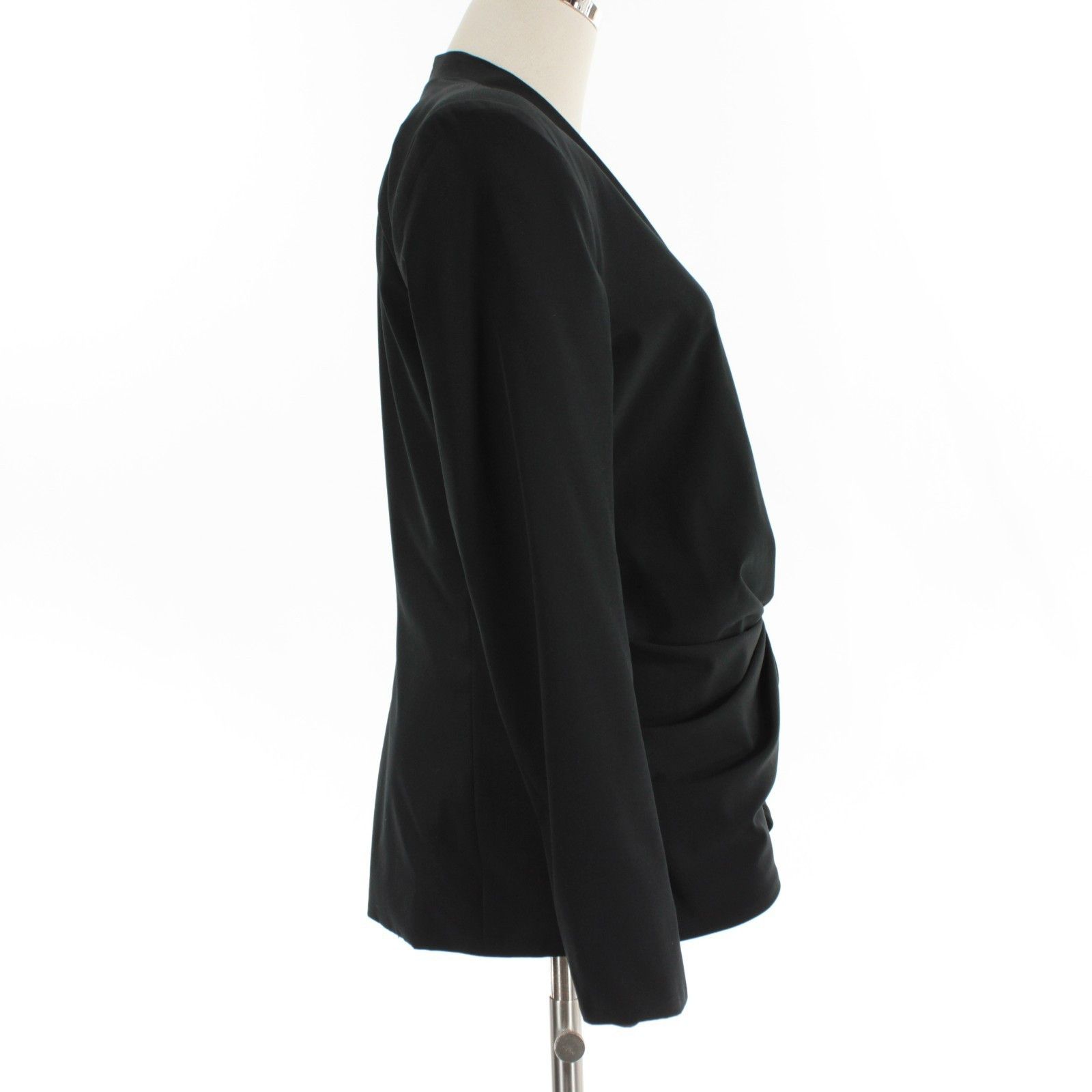 SMYTHE Smythe Black Ruched Blouse w/ Zipper & Shoulder Pads Size 10 Size L / US 10 / IT 46 - 2 Thumbnail