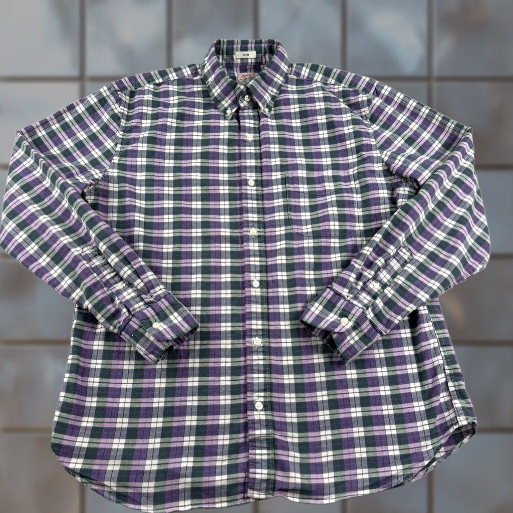 J.Crew J.CREW Shirt Mens L Purple Plaid Oxford Button-Up Slim Fit Preppy Size US L / EU 52-54 / 3 - 1 Thumbnail