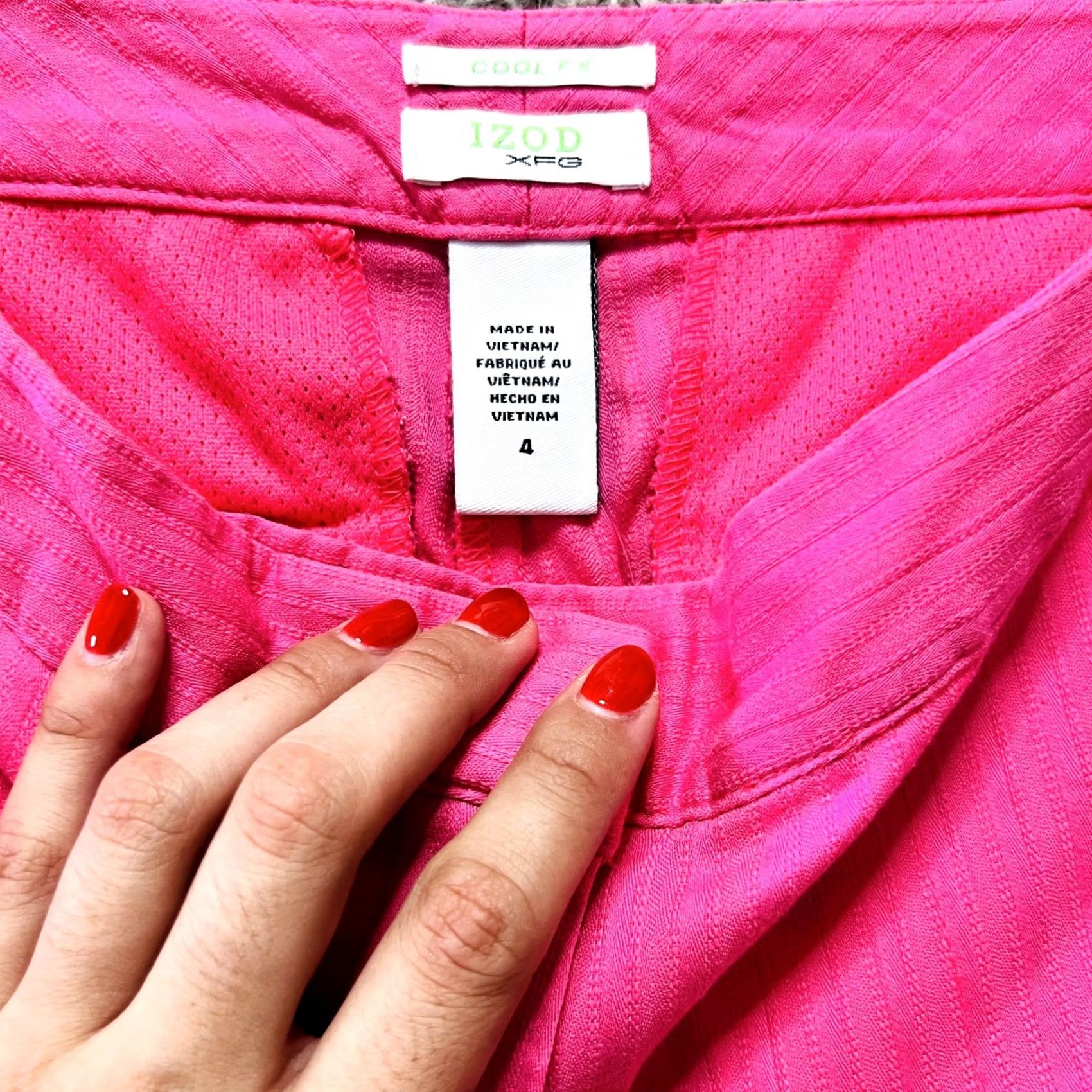 Izod IZOD Bermuda Capri Pants Women's Size 4 Pink Front Flat Zip Slit Casual 90s 2000s Vintage Style Womens Size 27" / US 4 / IT 40 - 4 Thumbnail