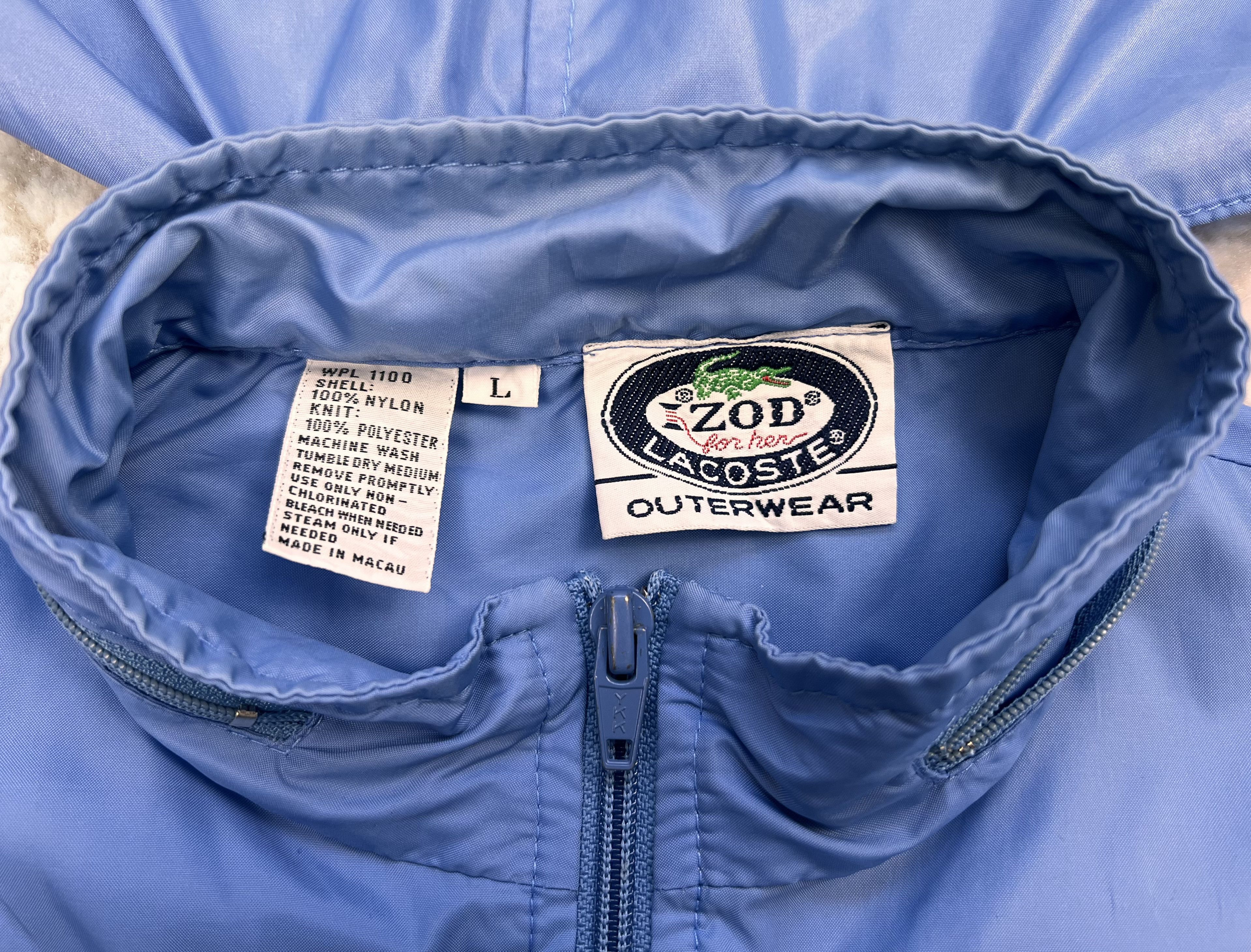 Lacoste Vintage IZOD Lacoste Blue Croco Windbreaker Jacket Zip Hood Size L / US 10 / IT 46 - 18 Thumbnail