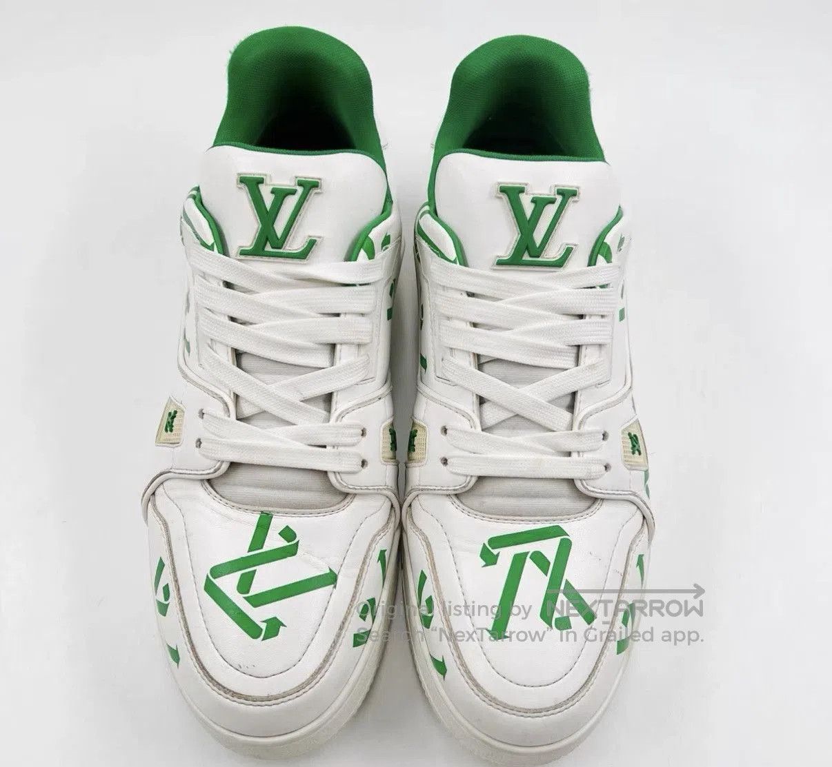 Louis Vuitton White Low-Top Sneakers with Green Accents Size 8.5. Size US 8.5 / EU 41-42 - 2 Thumbnail