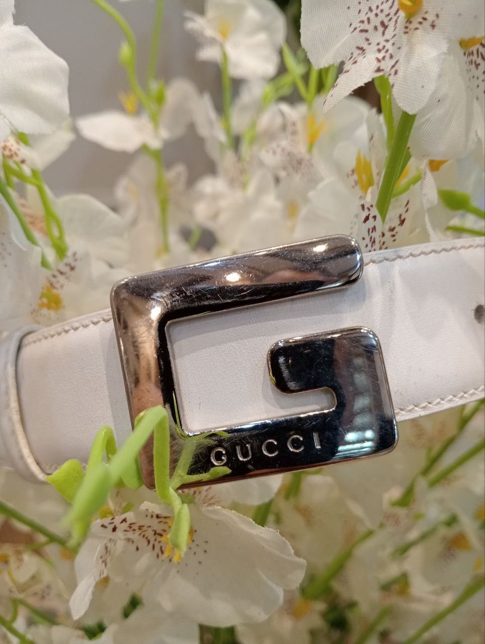 Gucci LUXURY GUCCI WHITE LEATHER BELT Size ONE SIZE - 2 Thumbnail