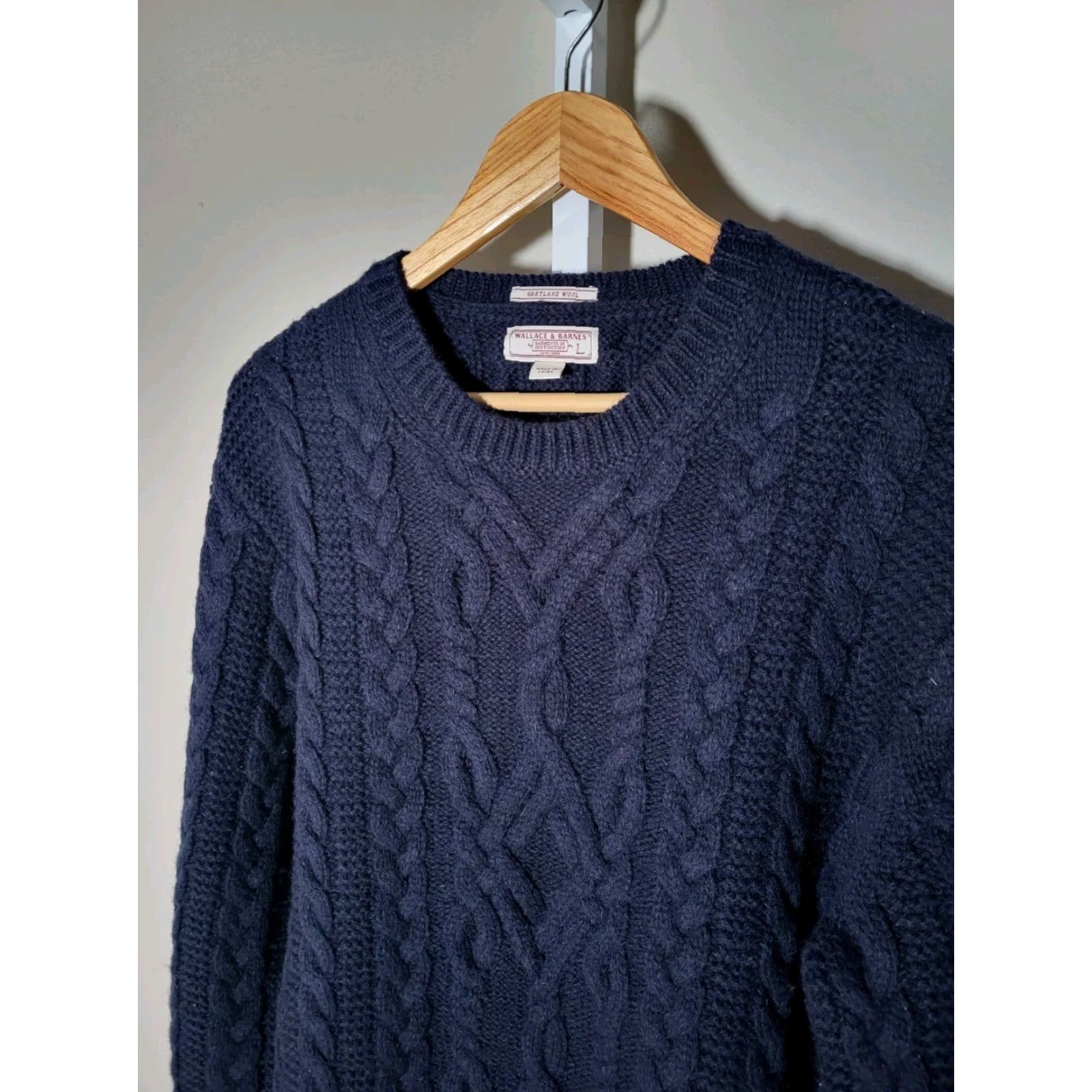 J.Crew VINTAGE J. Crew Wallace & Barnes Shetland Wool Chunky Fisherman Sweater Sz L Navy Blue Size US L / EU 52-54 / 3 - 3 Thumbnail