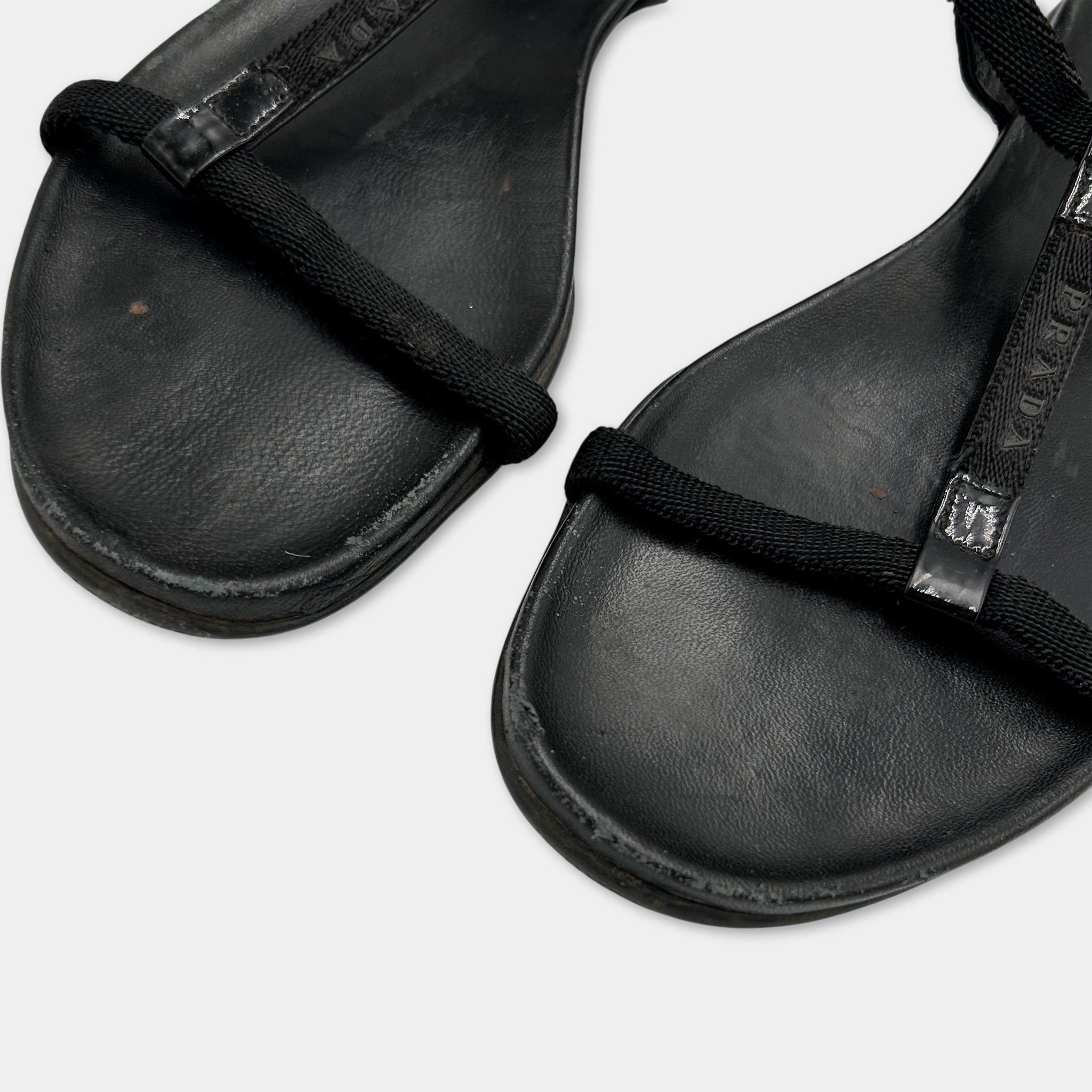 Prada Prada Black Nylon Sandals Size US 8 / IT 38 - 3 Thumbnail