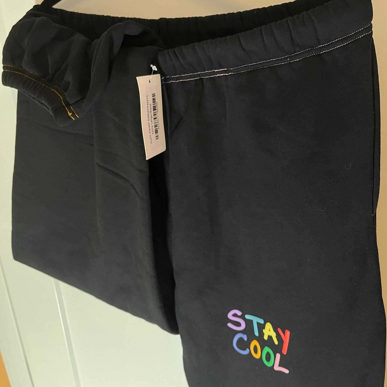 STAYCOOLNYC •NWT• STAY COOL NYC Black Puff Paint Sweatpant Joggers • XL Size US 38 / EU 54 - 1 Thumbnail