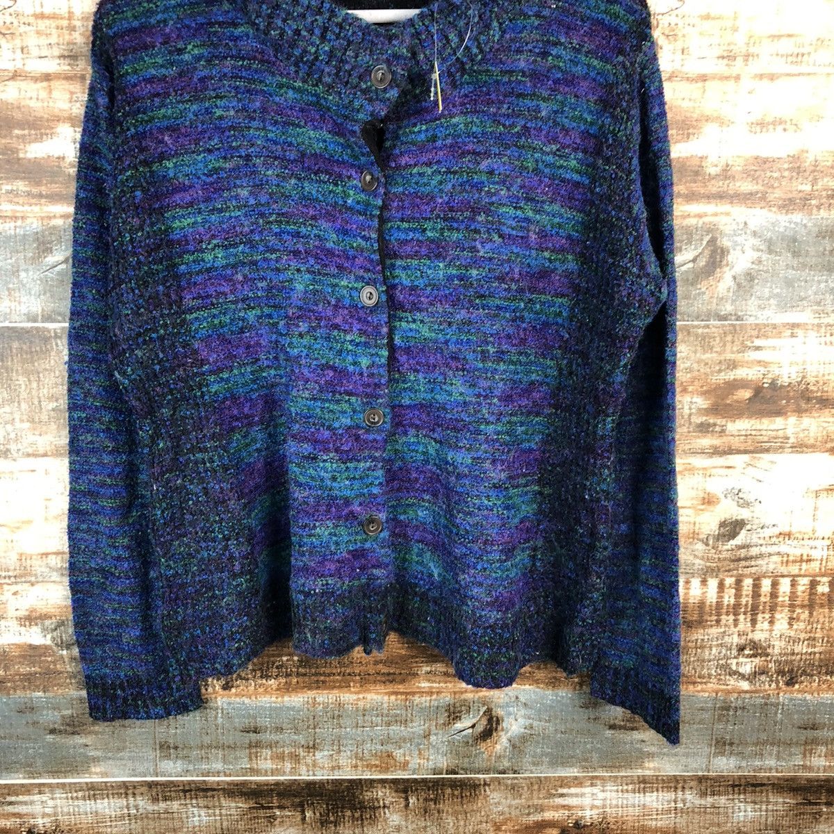 Japanese Brand Cheek Blue Patterned Cardigan knitwear #A1538 Size M / US 6-8 / IT 42-44 - 6 Thumbnail