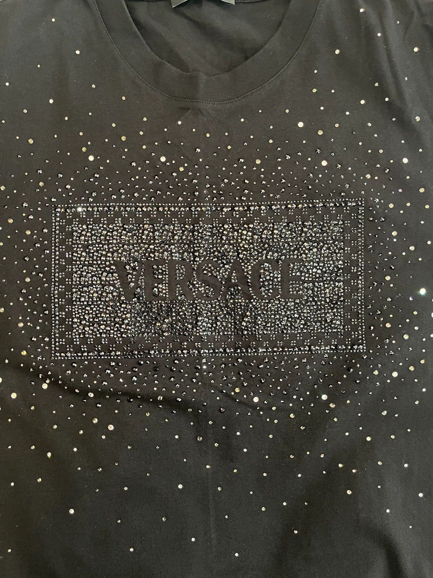 Versace Versace Rhinestone-Embellished Logo Black XL SS Tee Size US XL / EU 56 / 4 - 6 Thumbnail