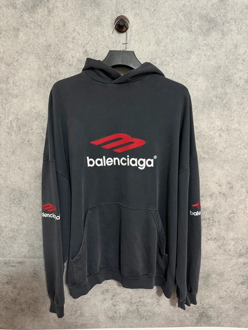 Balenciaga Balenciaga Black and Red 3Bsports Vintage Hoodie Size US XL / EU 56 / 4 - 1 Thumbnail