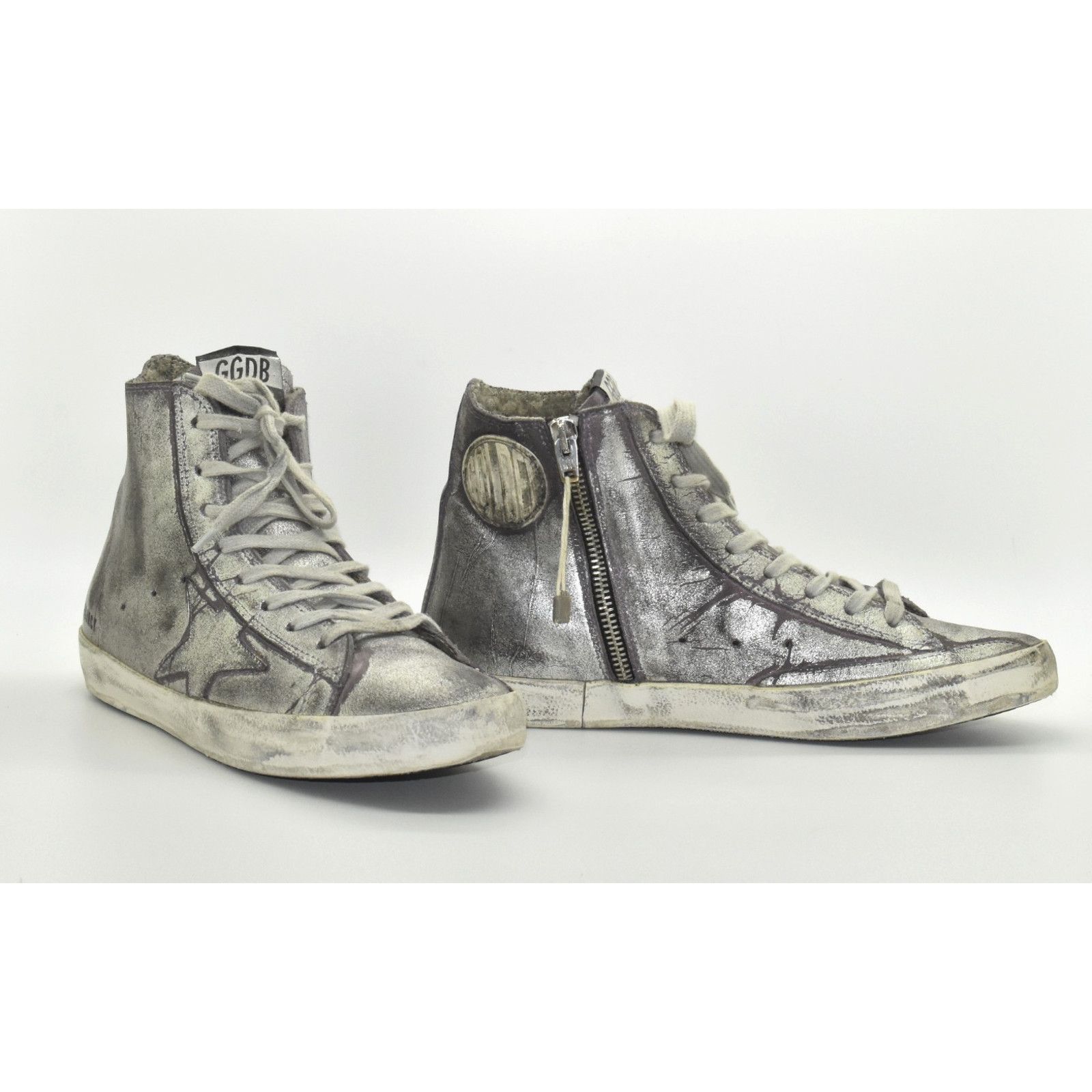 Golden Goose GOLDEN GOOSE Francy Silver Signature Star Hi Top Sneakers 39 Size US 9 / IT 39 - 1 Thumbnail