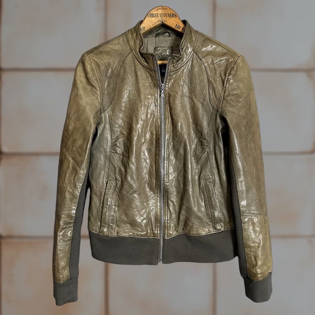 Gap VINTAGE Gap Genuine Leather Cafe Racer Jacket Womens Medium Brown Y2K 90s Motorcycle Biker Size M / US 6-8 / IT 42-44 - 1 Thumbnail