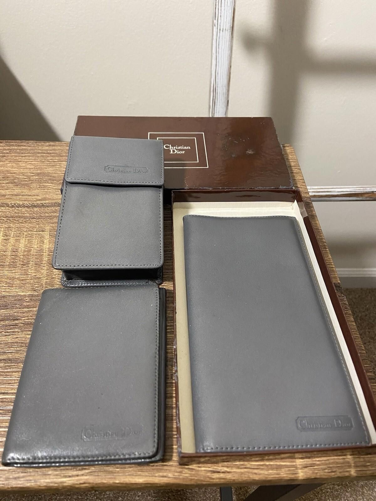 Dior 3piece Dior gray leather cigarette case + short/long wallets Size ONE SIZE - 1 Thumbnail