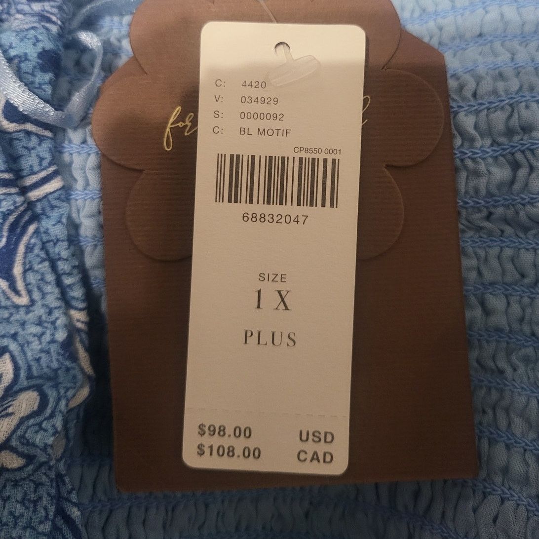 Anthropologie Anthropologie Forever That Girl Blue Motif Tube Top - 1X Size XL / US 12-14 / IT 48-50 - 3 Thumbnail
