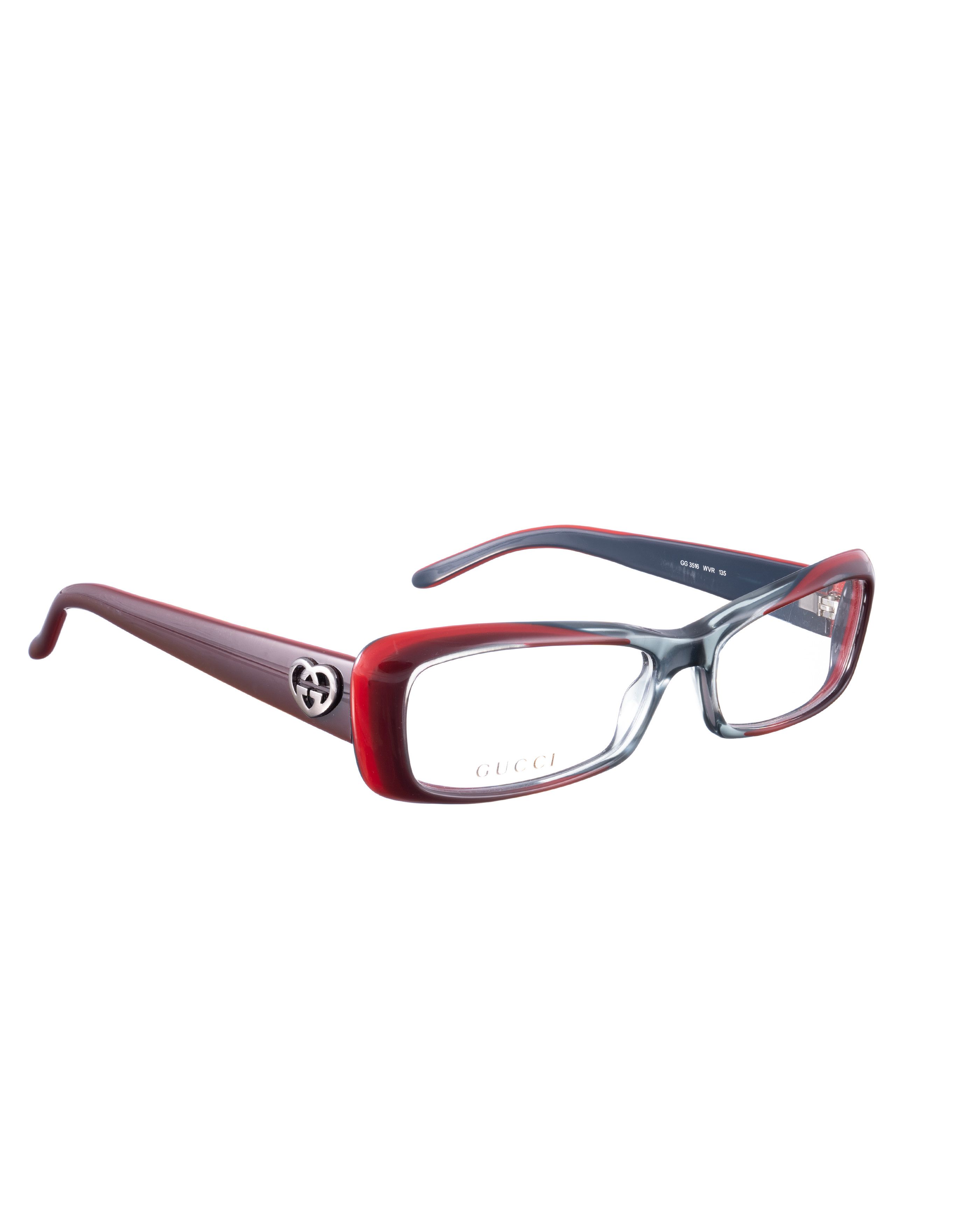 Gucci Gucci 00s Grey & Red Cat EyeGlasses Size ONE SIZE - 1 Thumbnail