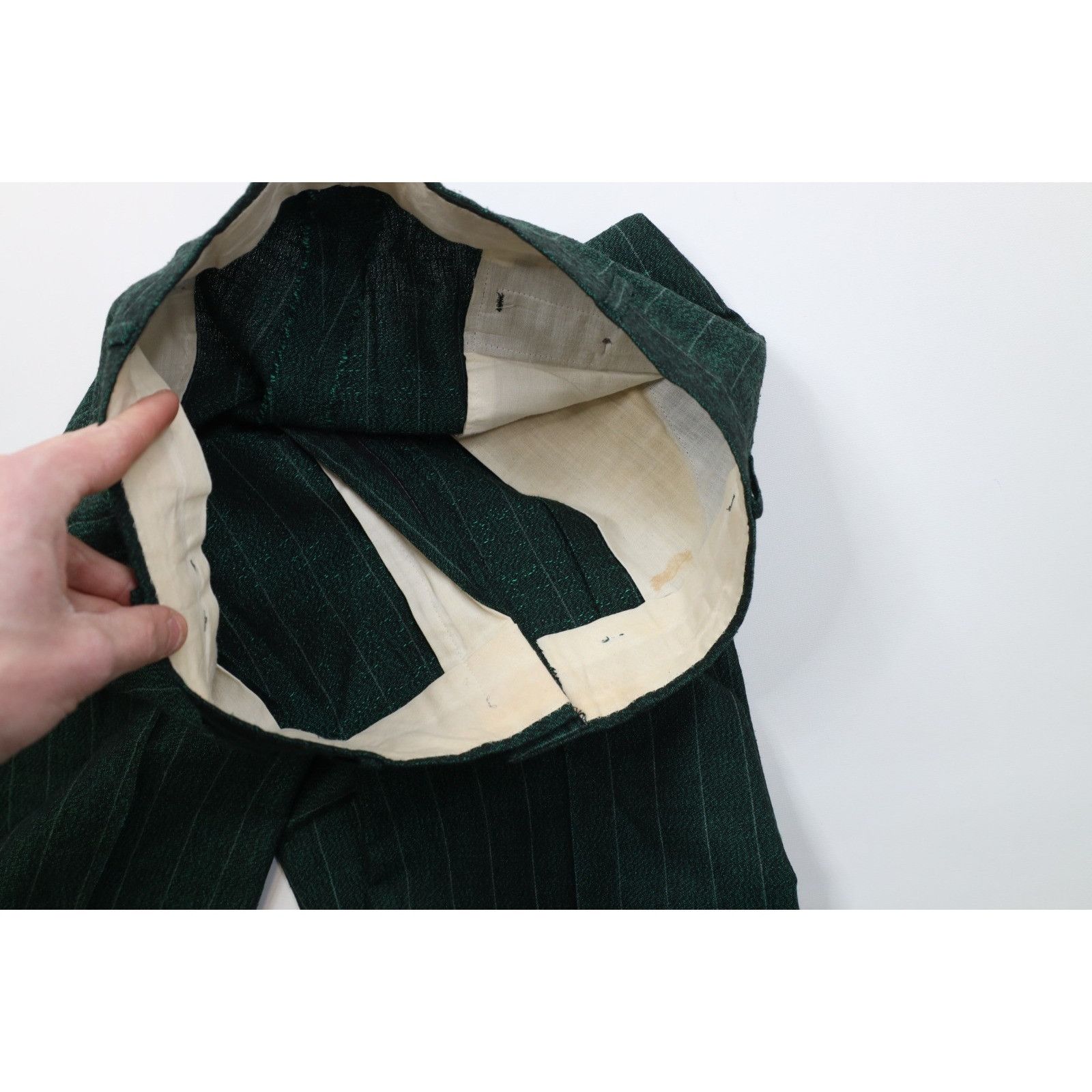 Vintage Vintage 70s 80s 2 Piece Wool Striped Double Breasted Suit Size 44L - 18 Thumbnail