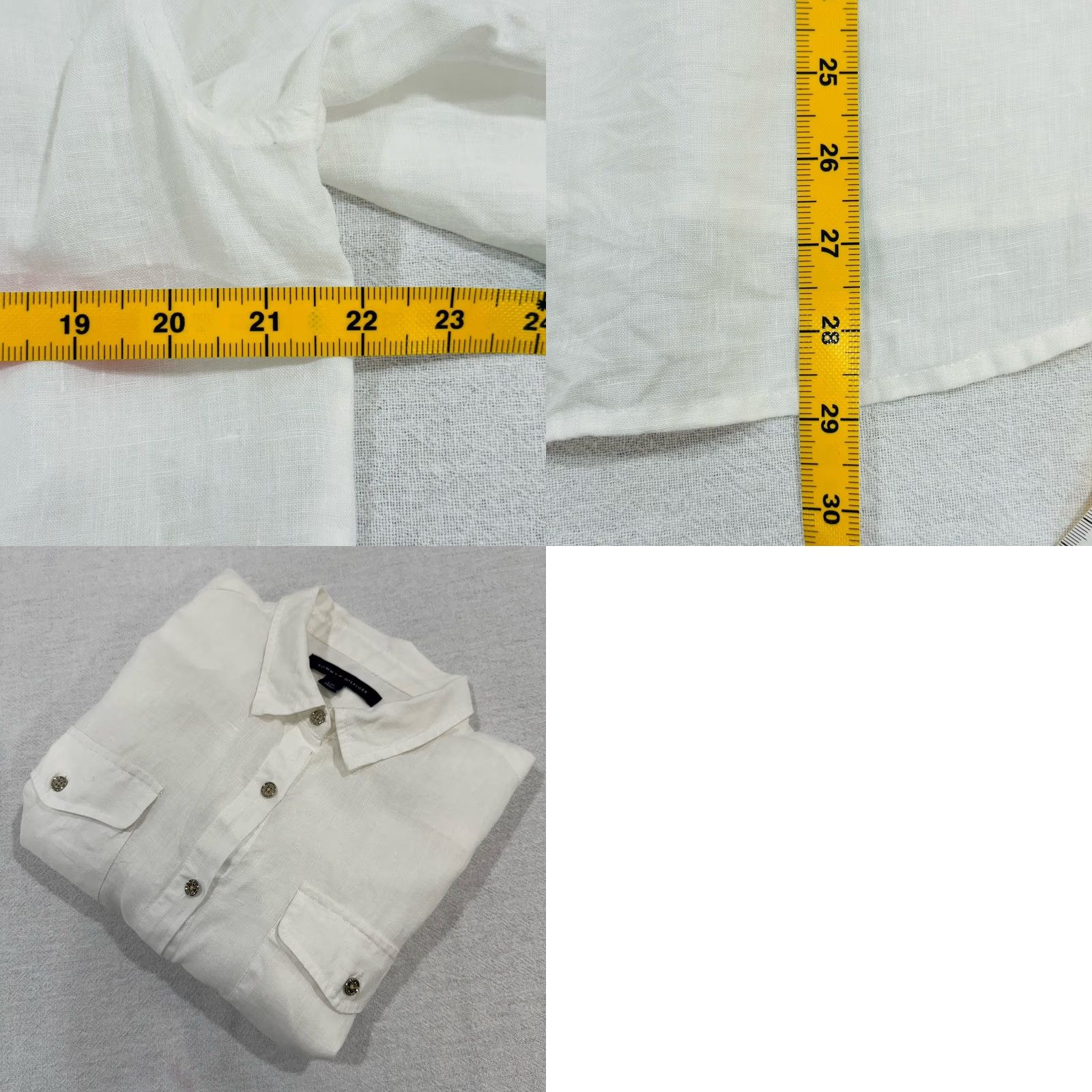 Tommy Hilfiger Tommy Hilfiger Women's Button Up Shirt L White 100% Linen Long Sleeve Summer Spring Casual Travel White Size L / US 10 / IT 46 - 8 Thumbnail