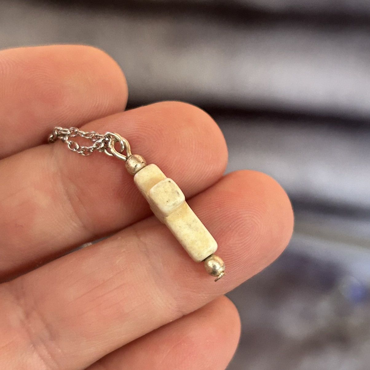 Vintage Genuine magnesite stone cross pendant on chain necklace Size ONE SIZE - 6 Thumbnail
