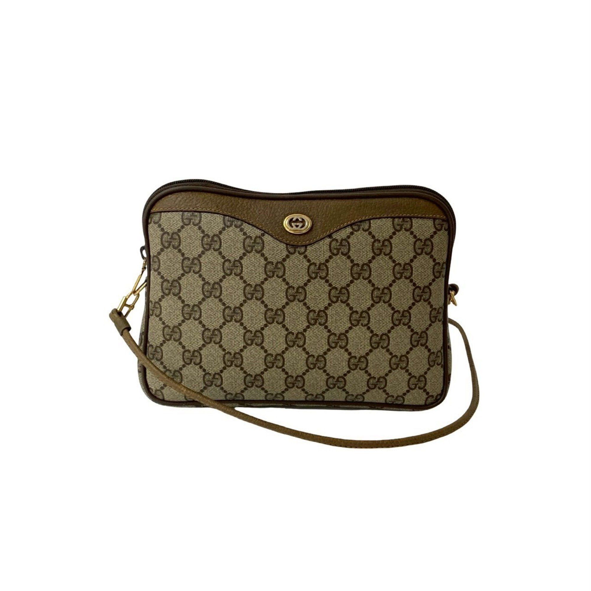 GUCCI Vintage GG Logo Hardware Leather Shoulder Bag/Pochette