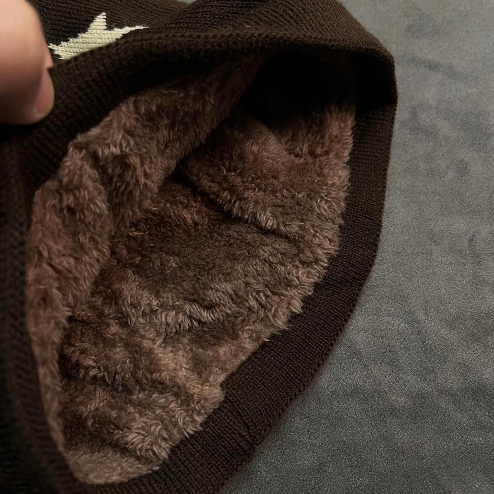 Japanese Brand Retro star fleece-lined knit hat – Cozy Knit Hat for Winter Size ONE SIZE - 2 Thumbnail