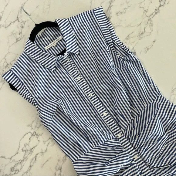 Veronica Beard Veronica Beard Bell Button Down Ruched Shirt Dress Size L / US 10 / IT 46 - 4 Thumbnail