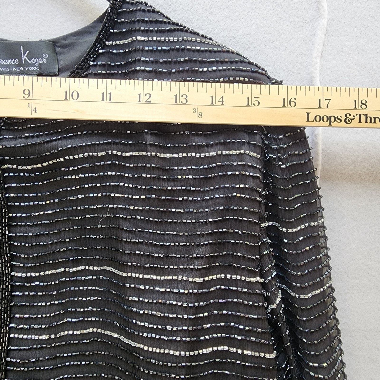 Other Laurence Kazar Silk Beaded Jacket Blazer - Black - Large Size L / US 10 / IT 46 - 3 Thumbnail