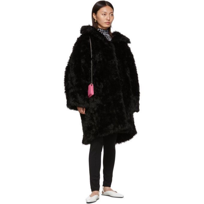 image of Balenciaga Fw19 Faux Fur Swing Coat in Black, Women's (Size XS)