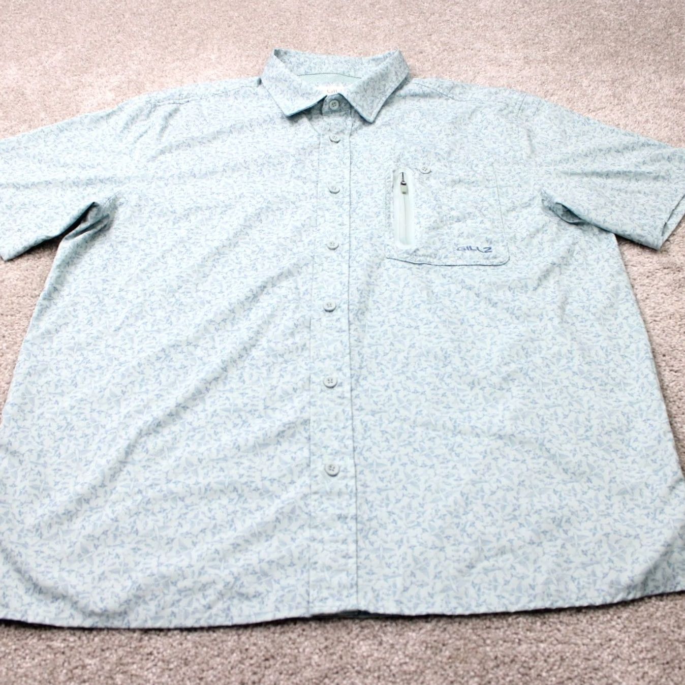Vintage Gillz Shirt Geometric Blue Button-Up Long Sleeve Mens Large Polyester Stretch Size US L / EU 52-54 / 3 - 3 Thumbnail