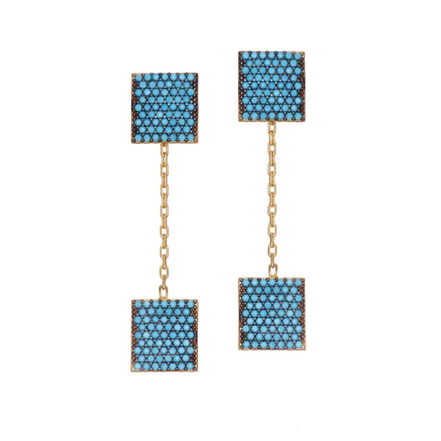 Other New 14K Gold Vermeil Turquoise Stone Earrings Size ONE SIZE - 1 Thumbnail
