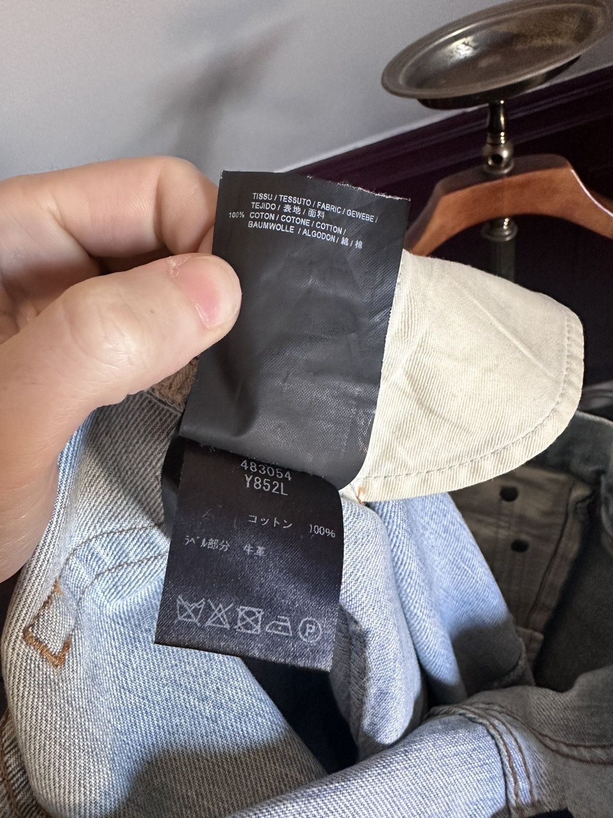 Saint Laurent Paris Japanese light wash logo stitched straight cropped jeans Size US 31 - 12 Thumbnail