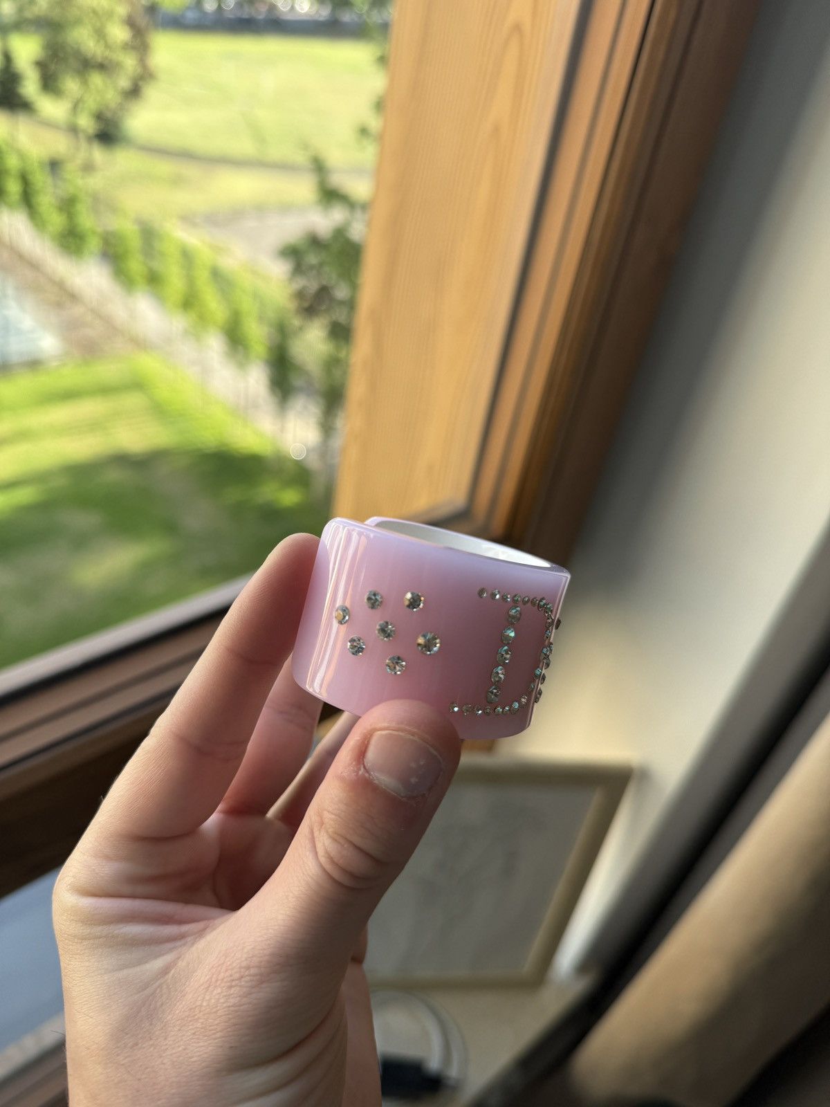 Christian Dior Monsieur Vintage Christian Dior Rhinestone Cuff Bracelet Pastel Pink Size ONE SIZE - 4 Thumbnail