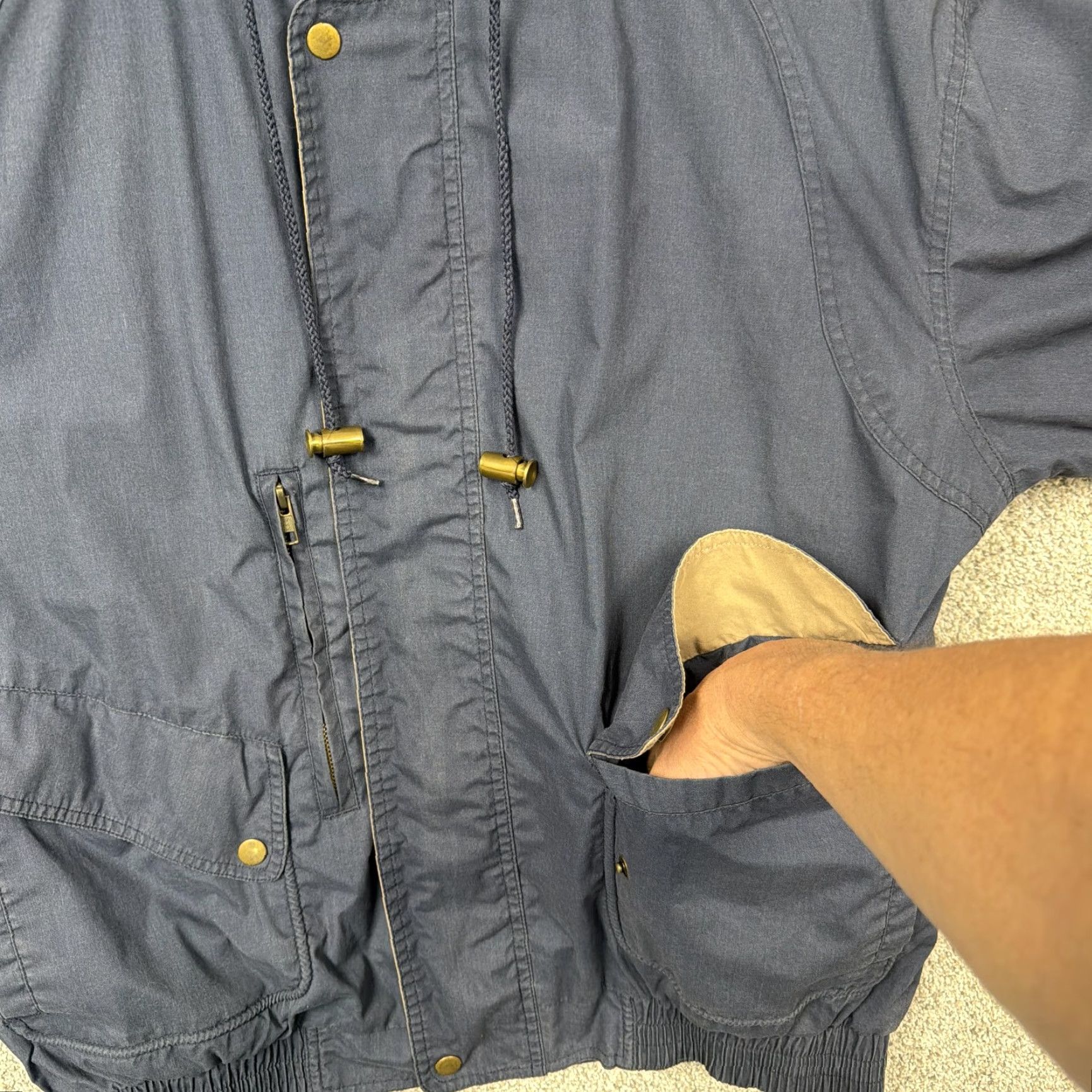 Vintage Vintage California Outerwear Jacket L Blue Bomber Canvas Pockets 00s Y2K Mens Regular Short | Stand-Up Collar | Zip Front | All Seasons Size US L / EU 52-54 / 3 - 7 Thumbnail