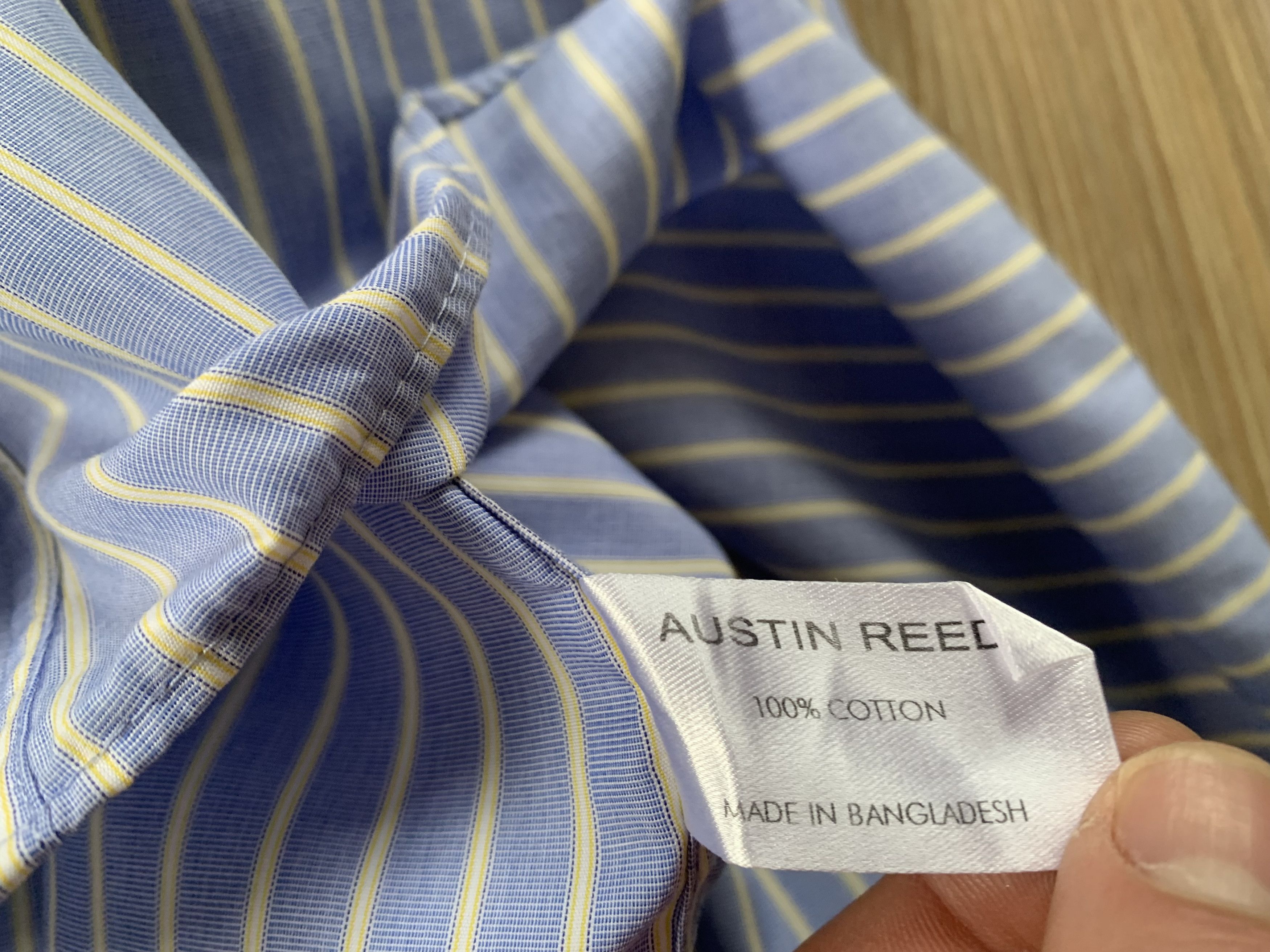 Austin Reed Austin Reed Blue & White Stripe Cotton Dress Shirt Size US L / EU 52-54 / 3 - 9 Thumbnail
