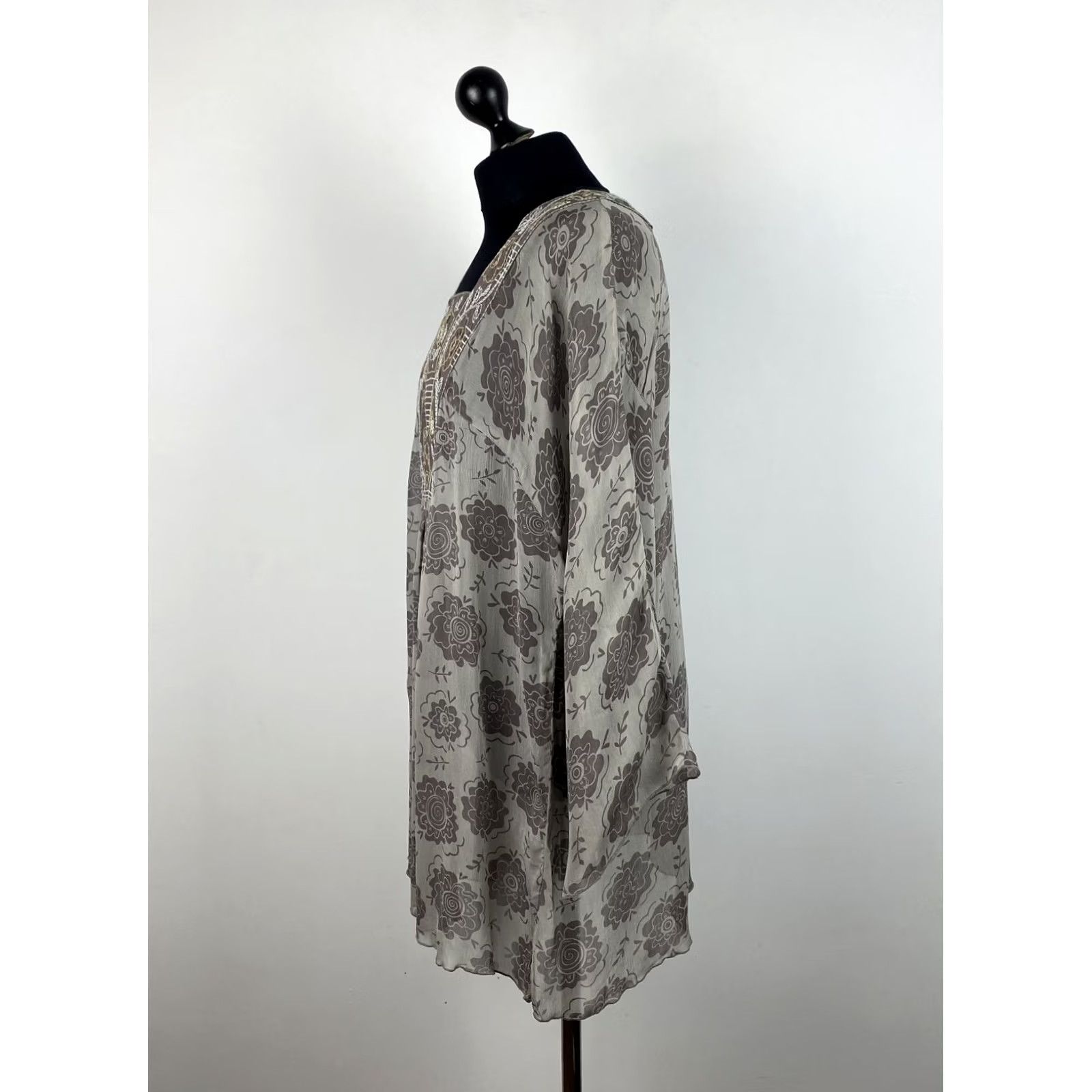 Vintage Gudrun Sjoden Grey Tunic Blouse Shirt L Women Shirt Tunic Grey Size L / US 10 / IT 46 - 3 Thumbnail