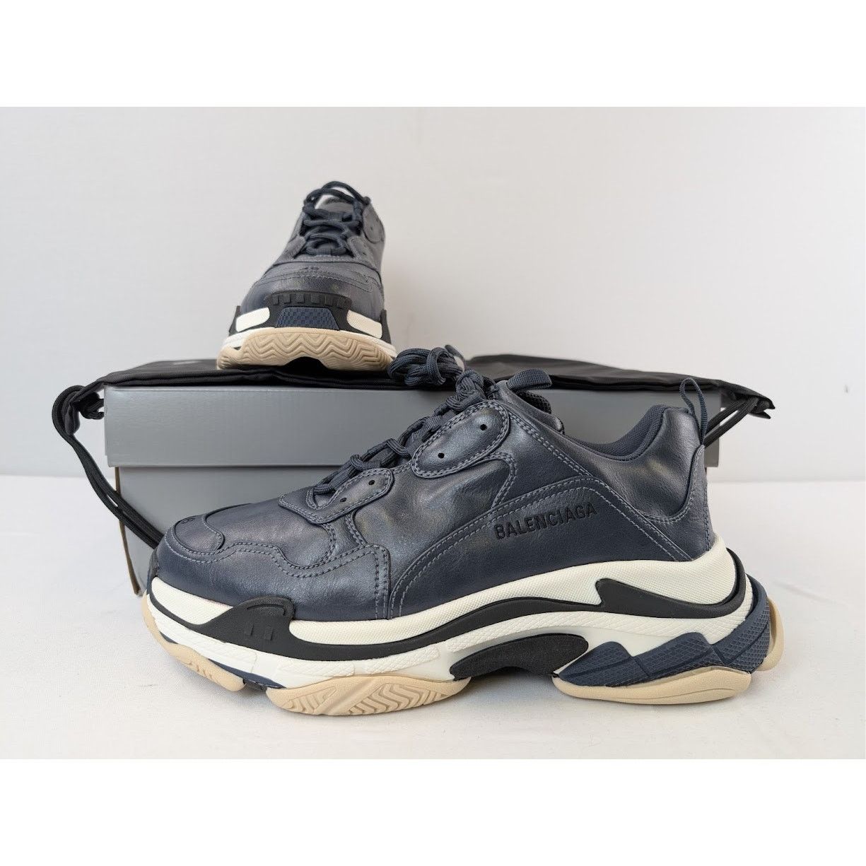 Balenciaga o1rshd1 Triple S Logo Type Sneakers in Blue/Sand Size US 13 / EU 46 - 19 Thumbnail