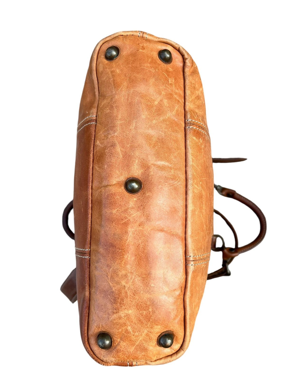 Leather Vintage REI Japan Distress Fade Patina Leather 2 Way Bag Size ONE SIZE - 17 Thumbnail