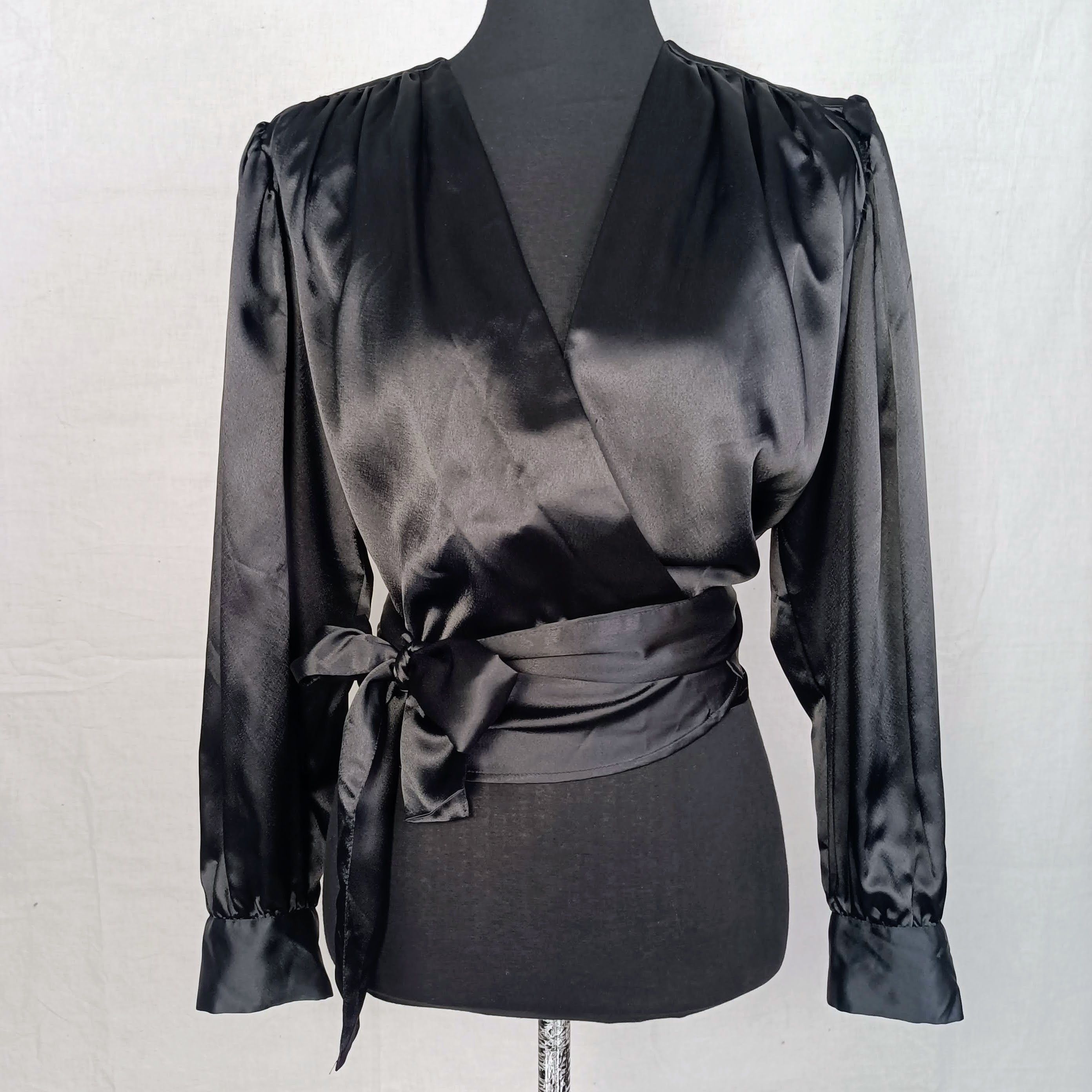 image of YVES Saint Laurent Black Silk Gown With Sash YSL Vintage, Women's (Size XS)