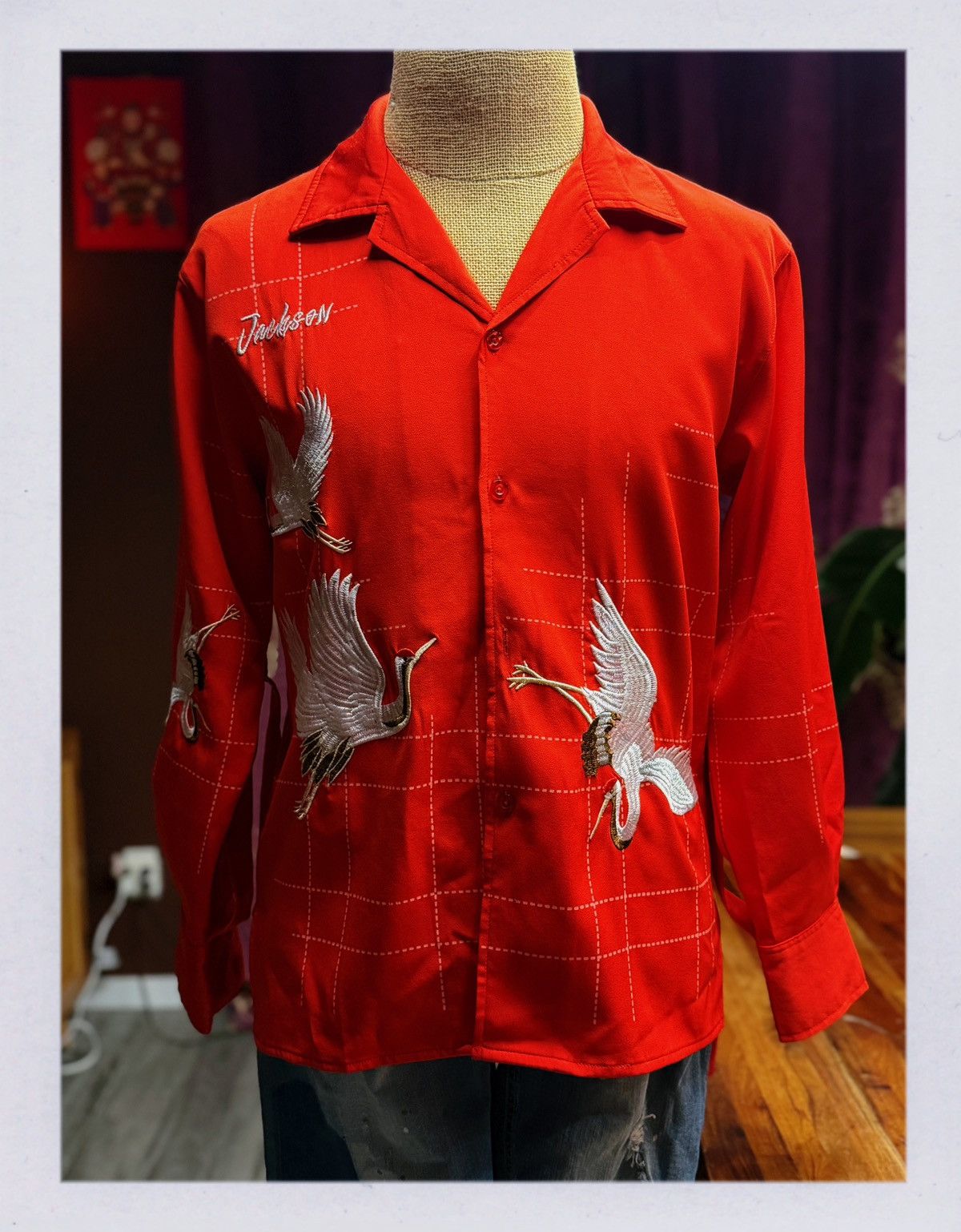 Other Red Embroidered Crane Shirt – Statement Asian-Inspired Size US M / EU 48-50 / 2 - 1 Thumbnail