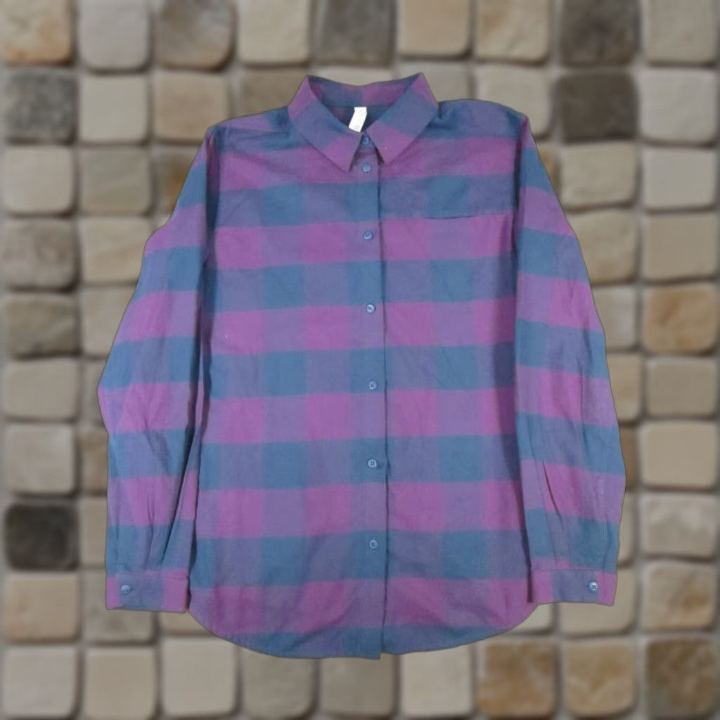 Lululemon Lululemon Full Day Ahead Shirt Womens 10 Purple Blue Cotton Flannel Button Up Shirt Womens 10 Purple Blue Cotton Flannel Button Up Size L / US 10 / IT 46 - 1 Thumbnail