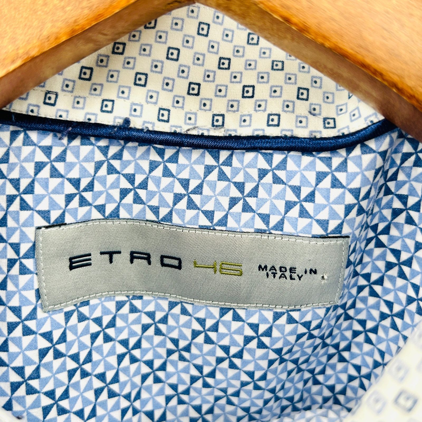 Etro Etro Blue Geometric Print Contrast Collar Cuff Shirt Size US S / EU 44-46 / 1 - 6 Thumbnail